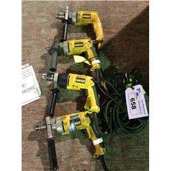 4 DEWALT HEAVY DUTY ELECTRIC DRILLS