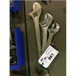 ASSORTED SIZED HEAVY DUTY CRESCENT WRENCHES