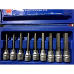 WESTWARD 10 PCS 3/8" DRIVE EXTRA LONG HEX METRIC BIT SOCKET SET IN CASE