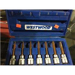 WESTWARD 8 PCS 3/8" DRIVE EXTRA LONG HEX BIT SOCKET SET IN CASE