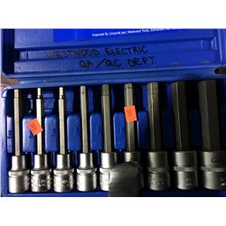 WESTWARD 10 PCS 1/2" DRIVE EXTRA LONG HEX BIT SOCKET SET IN CASE