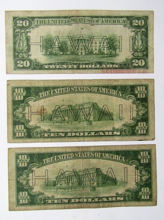 2-1934 $10 & (1)1934 $20 HAWAII NOTES