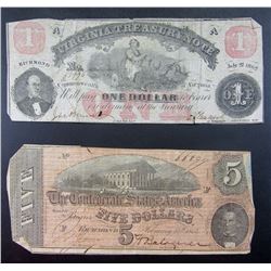 1862 VIRGINIA TRESURE NOTE & 1864