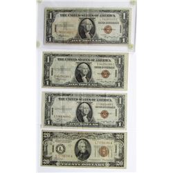 1-1934 $20 HAWAII & (3)1935 $1 HAWAII NOTES CIRC