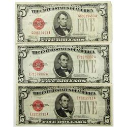 3- 1928 $5 RED SEAL NOTES