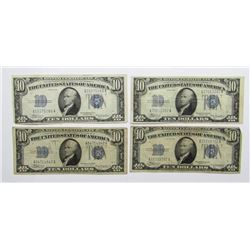 4-SERIES 1934 $10 SILVER CERTIFICATES