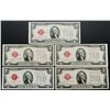 Image 2 : 5 - 1928 AU/UNC $2 RED SEAL NOTES MIXED