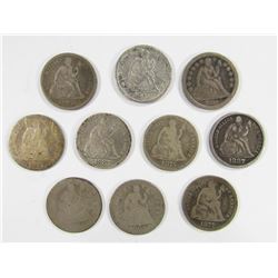 10 - SEATED DIMES , MIXED DATES & GRADES