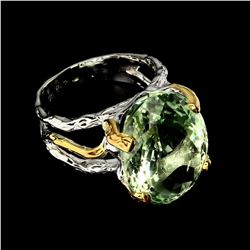 Natural Handmade 20x15 mm Green Amethyst Ring