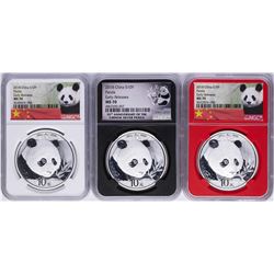 Lot of (3) 2018 China Panda Silver Coins NGC MS70 Early Releases