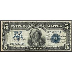 1899 $5 Indian Chief Silver Certificate Note