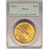 Image 1 : 1924 $20 St. Gaudens Double Eagle Gold Coin PCGS MS64 Old Green Rattler