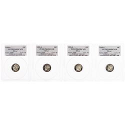 Lot of (4) 1999-S Proof Silver Roosevelt Dime Coins PCGS PR69DCAM