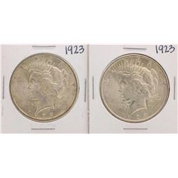 Lot of (2) 1923 $1 Peace Silver Dollar Coins