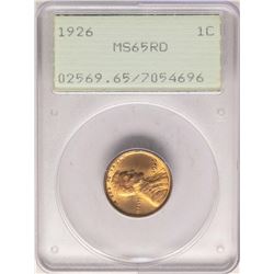 1926 Lincoln Wheat Cent Coin PCGS MS65RD Green Rattler Holder