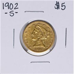 1902-S $5 Liberty Head Half Eagle Gold Coin