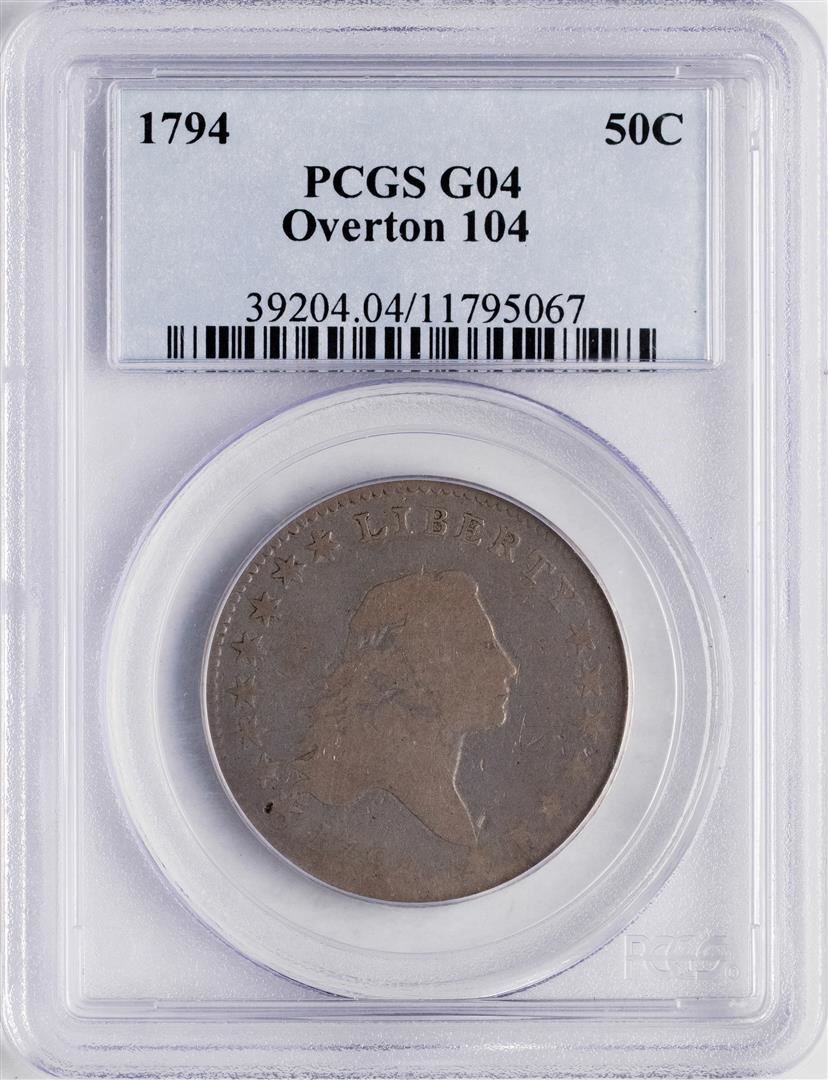 1794 Flowing Hair Half Dollar Coin Pcgs G04 Overton 104