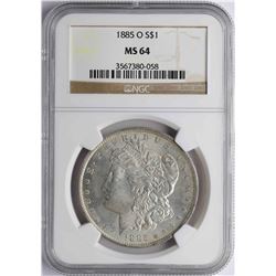1885-O $1 Morgan Silver Dollar Coin NGC MS64
