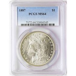 1887 $1 Morgan Silver Dollar Coin PCGS MS64