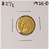 Image 1 : 1925-D $2 1/2 Indian Head Quarter Eagle Gold Coin