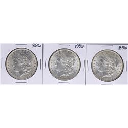 Lot of (3) 1886 $1 Morgan Silver Dollar Coins