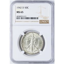 1942-D Walking Liberty Half Dollar Coin NGC MS65