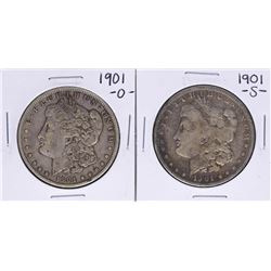 Lot of 1901-S & 1901-O $1 Morgan Silver Dollar Coins
