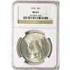 Image 1 : 1922 $1 Peace Silver Dollar Coin NGC MS65