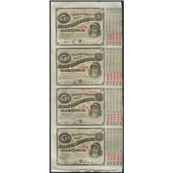 Uncut Sheet of (4) State of Louisiana Baby Bond Obsolete Notes