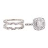 Image 5 : Platinum & 14KT White Gold 1.59 ctw Diamond Ring And Ring Guard