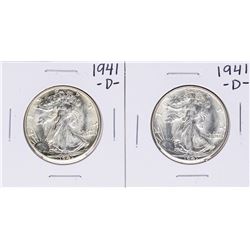 Lot of (2) 1941-D Walking Liberty Half Dollar Coins