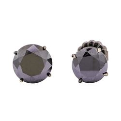 14KT White Gold with Black Rhodium 3.00 ctw Black Diamond Stud Earrings