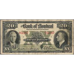 1935 $20 The Bank of Montreal Canada Note