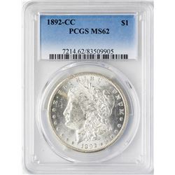 1892-CC $1 Morgan Silver Dollar Coin PCGS MS62