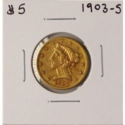 1903-S $5 Liberty Head Half Eagle Gold Coin