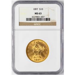 1897 $10 Liberty Head Eagle Gold Coin NGC MS63