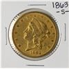 Image 1 : 1863-S $20 Liberty Head Double Eagle Gold Coin