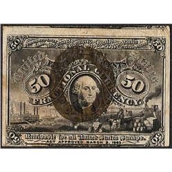 March 3, 1863 Fifty Cents Second Issue Fractional Currency Note Red Back
