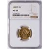 Image 1 : 1880-S $5 Liberty Head Half Eagle Gold Coin NGC MS60