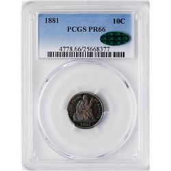 1881 Proof Seated Liberty Dime Coin Arrows PCGS PR66 CAC Amazing Toning