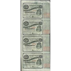 Uncut Sheet of (4) State of Louisiana Baby Bond Obsolete Notes