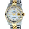 Image 1 : Rolex Mens Two Tone MOP String Diamond & Sapphire 36MM Datejust Wristwatch