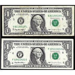 Lot of (2) Radar Serial Number 1995 $1 Federal Reserve Notes
