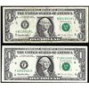 Image 1 : Lot of (2) Radar Serial Number 1995 $1 Federal Reserve Notes