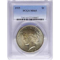 1924 $1 Peace Silver Dollar Coin PCGS MS65