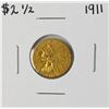 Image 1 : 1911 $2 1/2 Indian Head Quarter Eagle Gold Coin