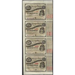 Uncut Sheet of (4) State of Louisiana Baby Bond Obsolete Notes