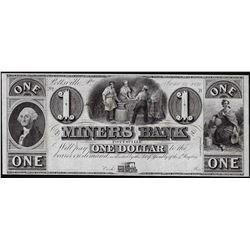 1841 $1 Miners Bank Pottsville, PA Obsolete Note