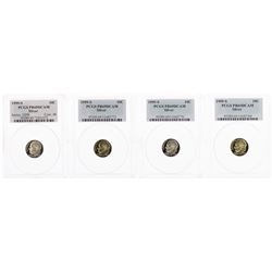 Lot of (4) 1999-S Proof Silver Roosevelt Dime Coins PCGS PR69DCAM