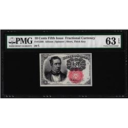 1874 10 Cents Fifth Issue Fractional Currency Note PMG Choice Uncirculated 63EPQ